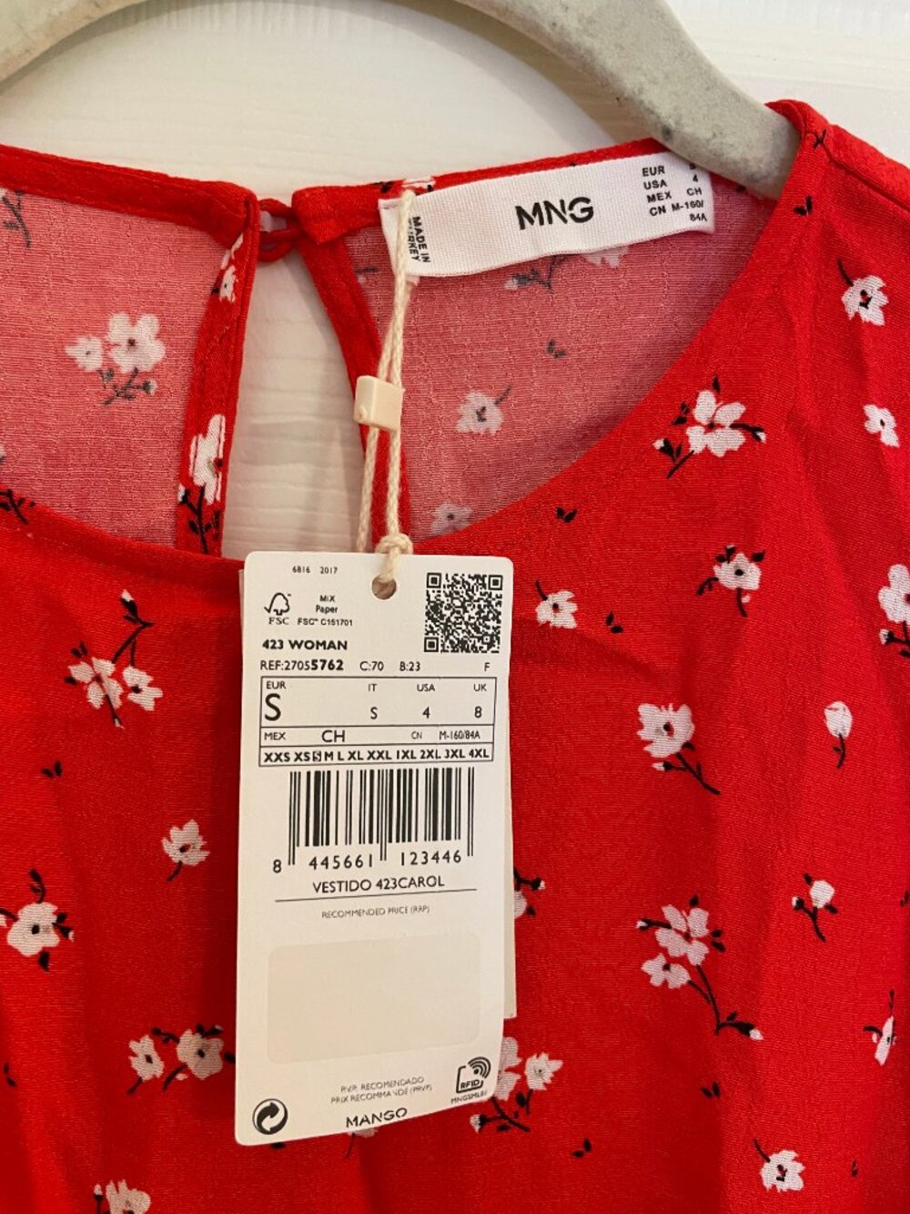 Mango Red Floral Midi Dress 4 - Picture 2 of 5